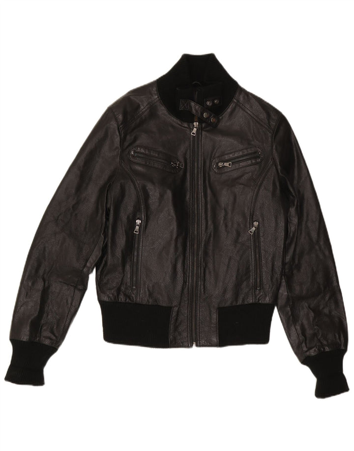 Conbipel Chaqueta Corta De Cuero Para Mujer IT 48 XL Negro