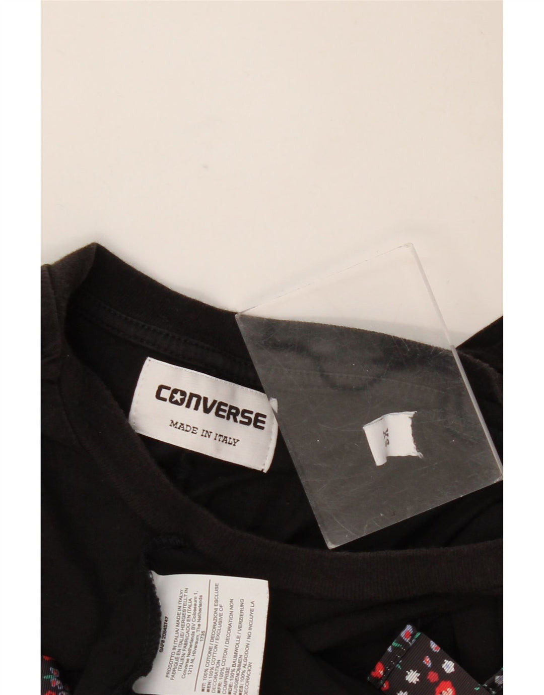 Converse Hombre Camiseta Gráfica Top XS Algodón Negro