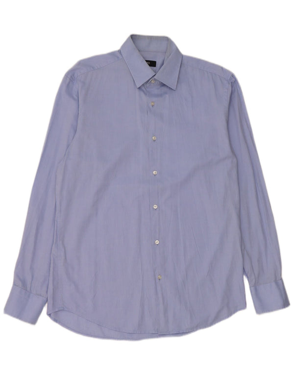 Camisa Hugo Boss Hombre Regular Fit Talla 39 Algodón Azul Medio