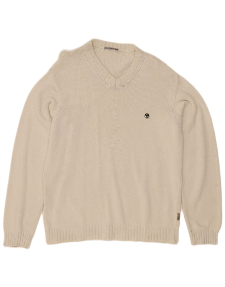 North Sails Jersey Con Cuello En V Para Hombre Algodón Blanco Medio