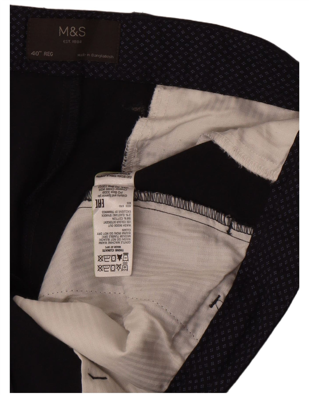Marks & Spencer Pantalones cortos chinos para hombre W40 XL Algodón azul marino