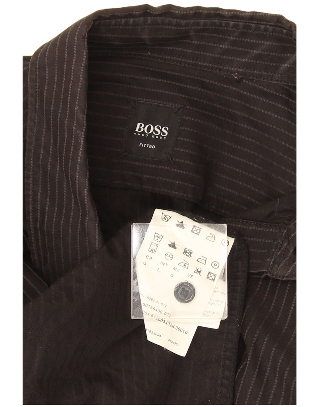 Hugo Boss Hombre Camisa entallada Grande Algodón a rayas negras