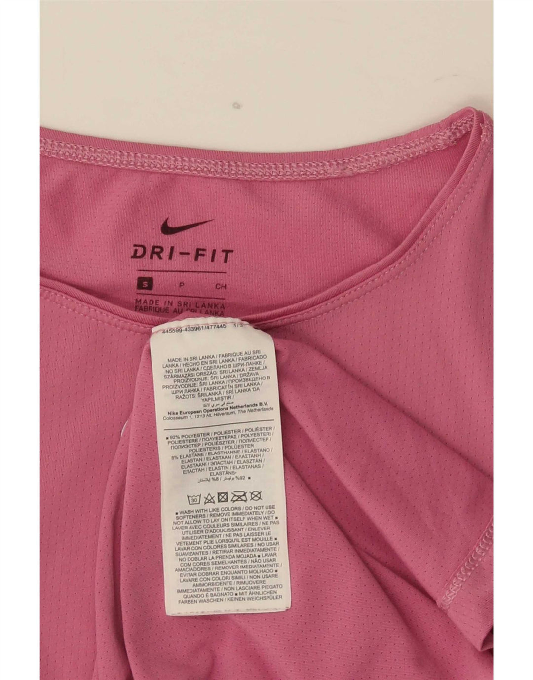 Nike Camiseta Dri Fit para Mujer Top UK 10 Small Pink Poliéster