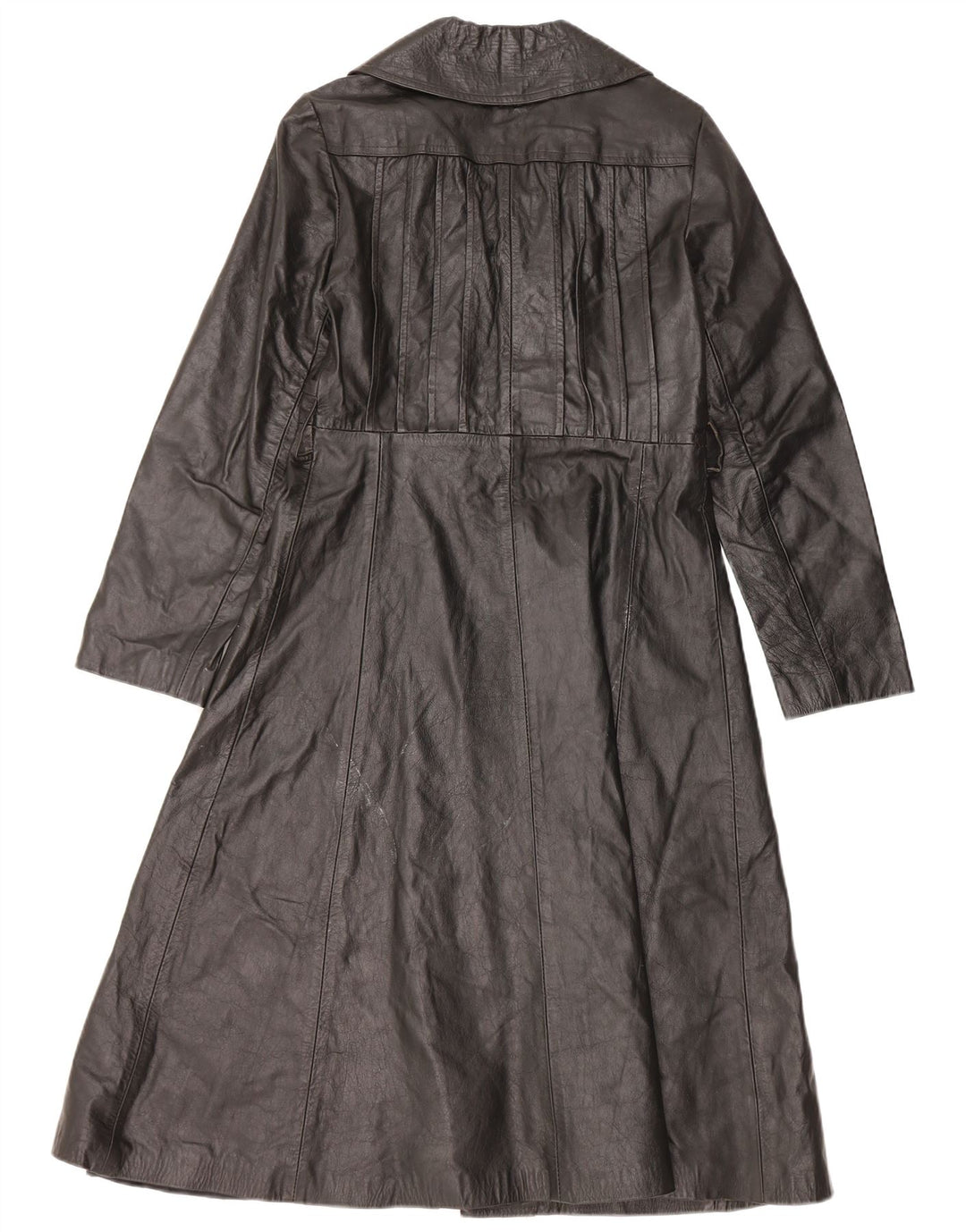 VINTAGE Abrigo de cuero para mujer Reino Unido 10 Pequeño cuero negro