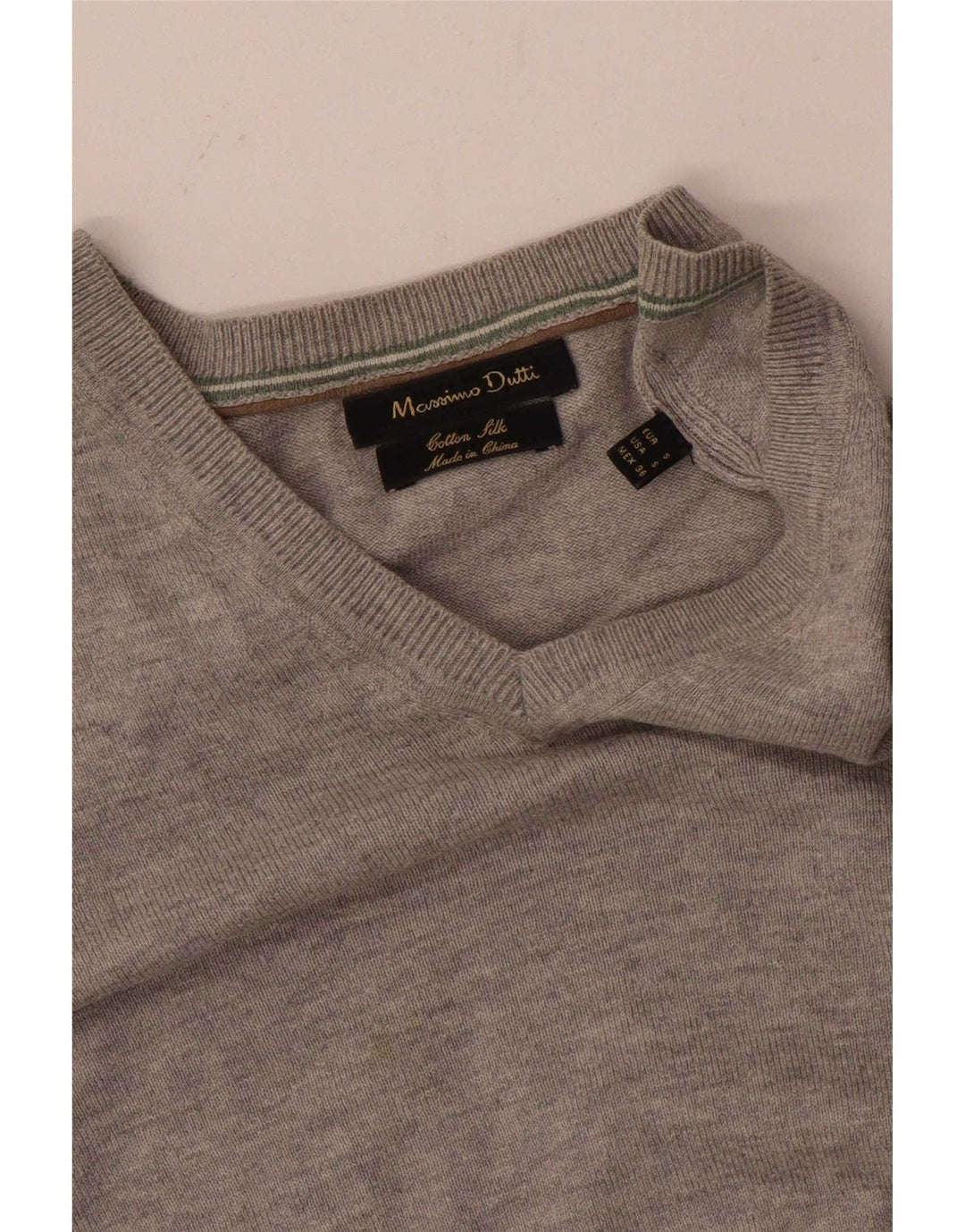 Massimo Dutti Hombre Jersey Cuello Pico Small Algodón Moteado Gris
