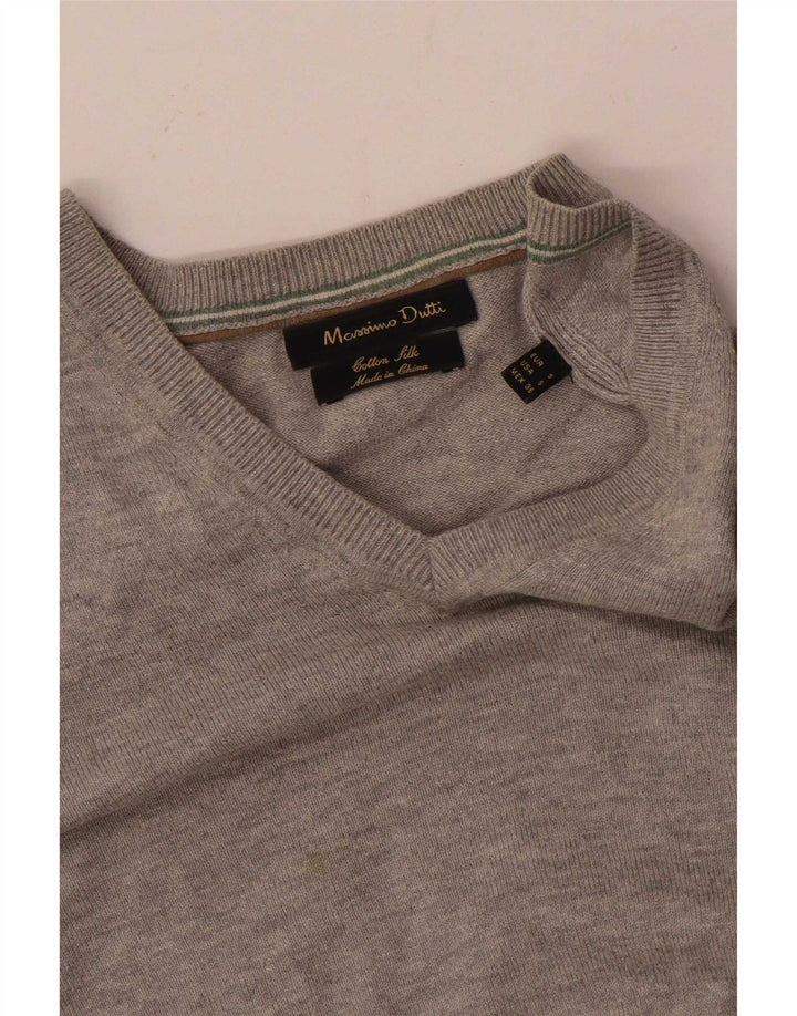 Massimo Dutti Hombre Jersey Cuello Pico Small Algodón Moteado Gris