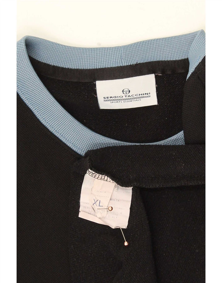 Sergio Tacchini Hombre Sudadera Gráfica Jersey XL Negro Colorblock