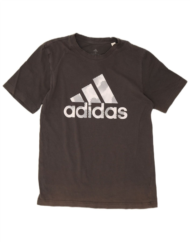 Adidas - Camiseta gráfica para hombre, talla pequeña, algodón gris