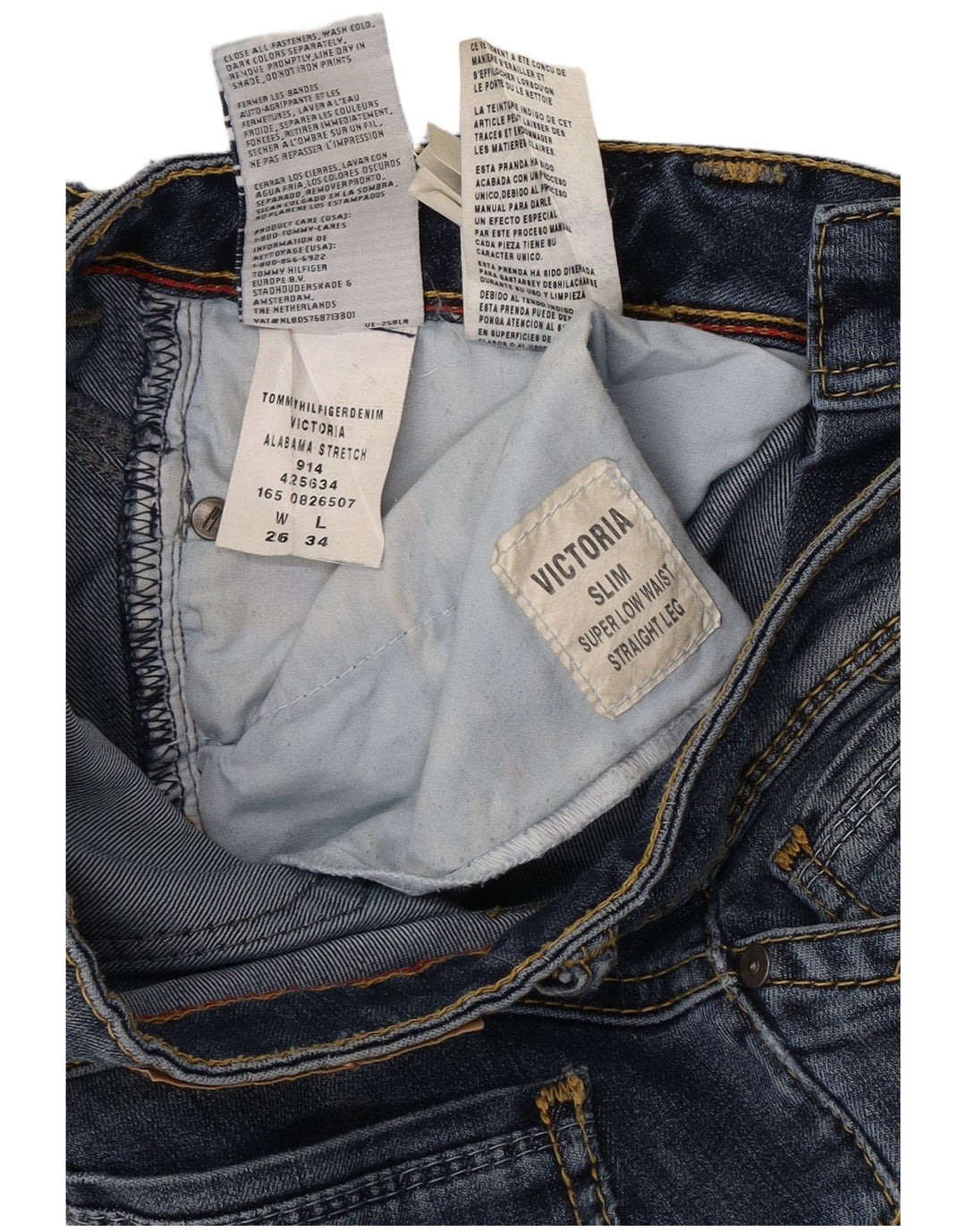 TOMMY HILFIGER Vaqueros rectos superbajos Victoria para mujer W26 L34 Azul