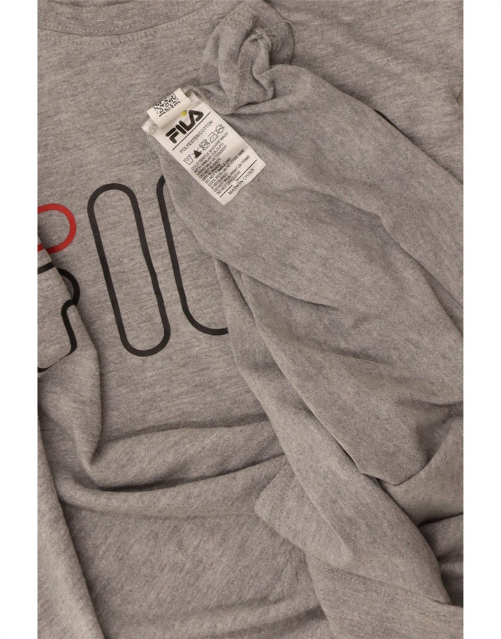 FILA Mens Graphic T-Shirt Top Medium Grey Polyester