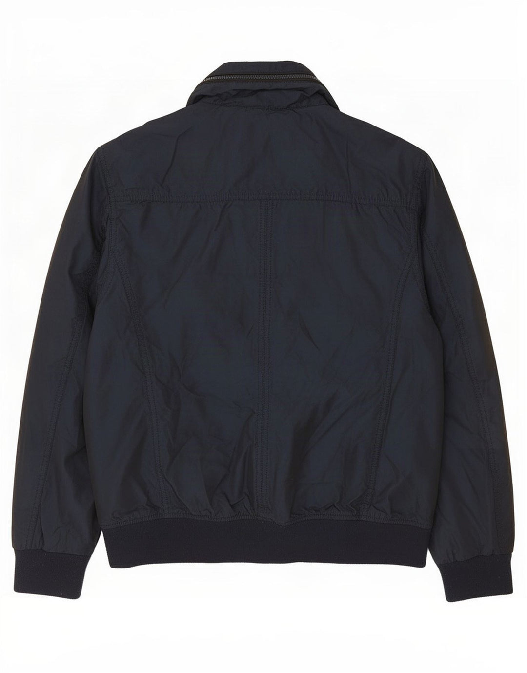 Zara Mens Bomber Jacket UK 40 Grande Azul Marino Poliéster