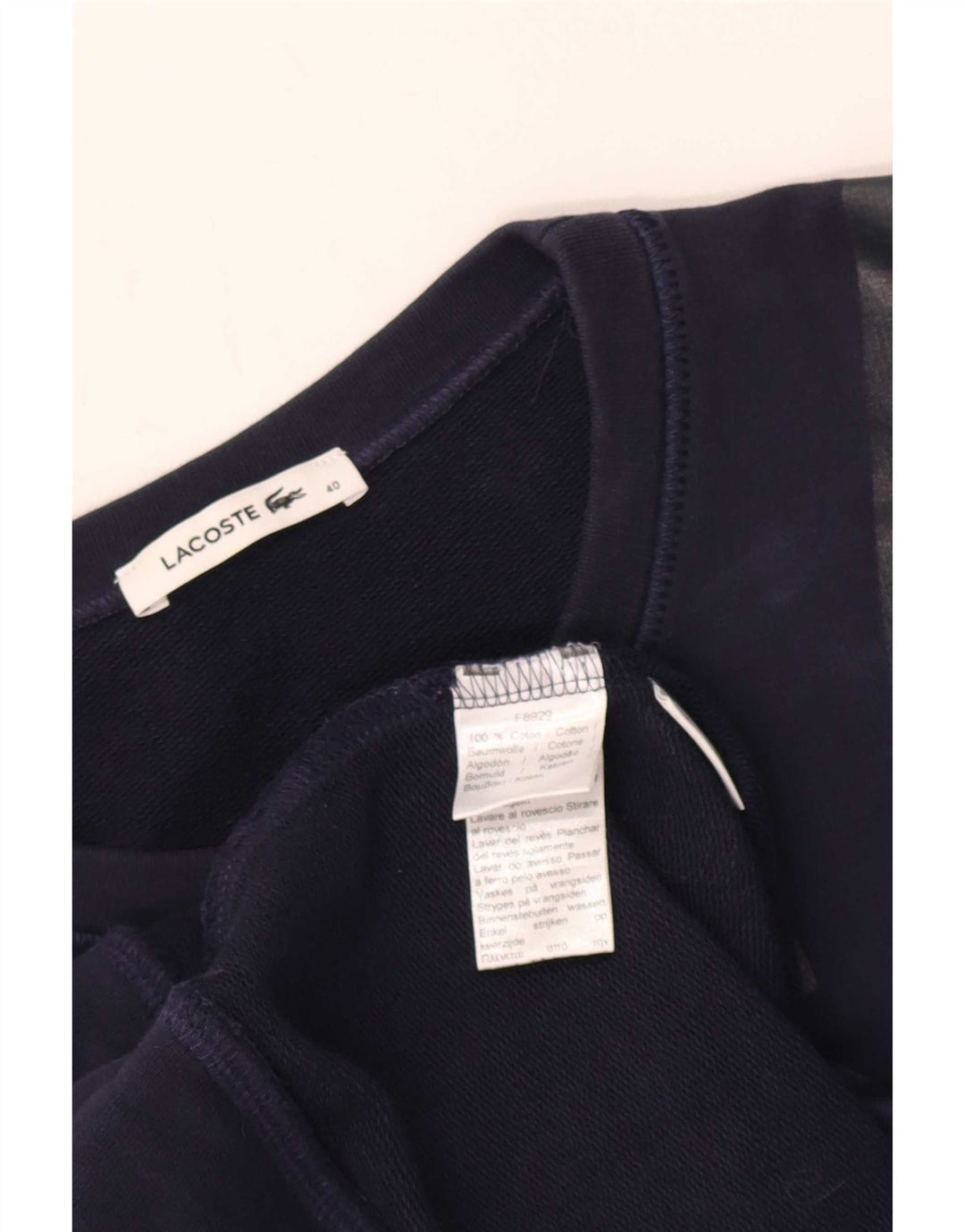 Lacoste Sudadera Gráfica Mujer Jumper Talla 40 Mediano Azul Marino Algodón