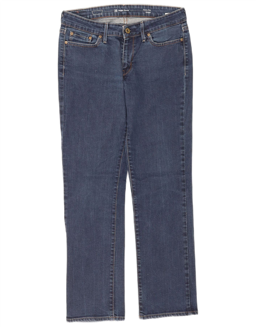 LEVI'S Jeans Rectos De Tiro Clásico Con Curva Ligera Para Mujer W29 L28 Algodón Azul