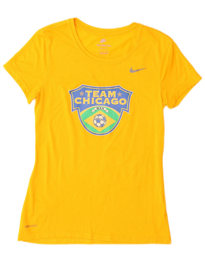 Nike Brasil Graphic Camiseta para mujer UK 10 Small Amarillo Poliéster