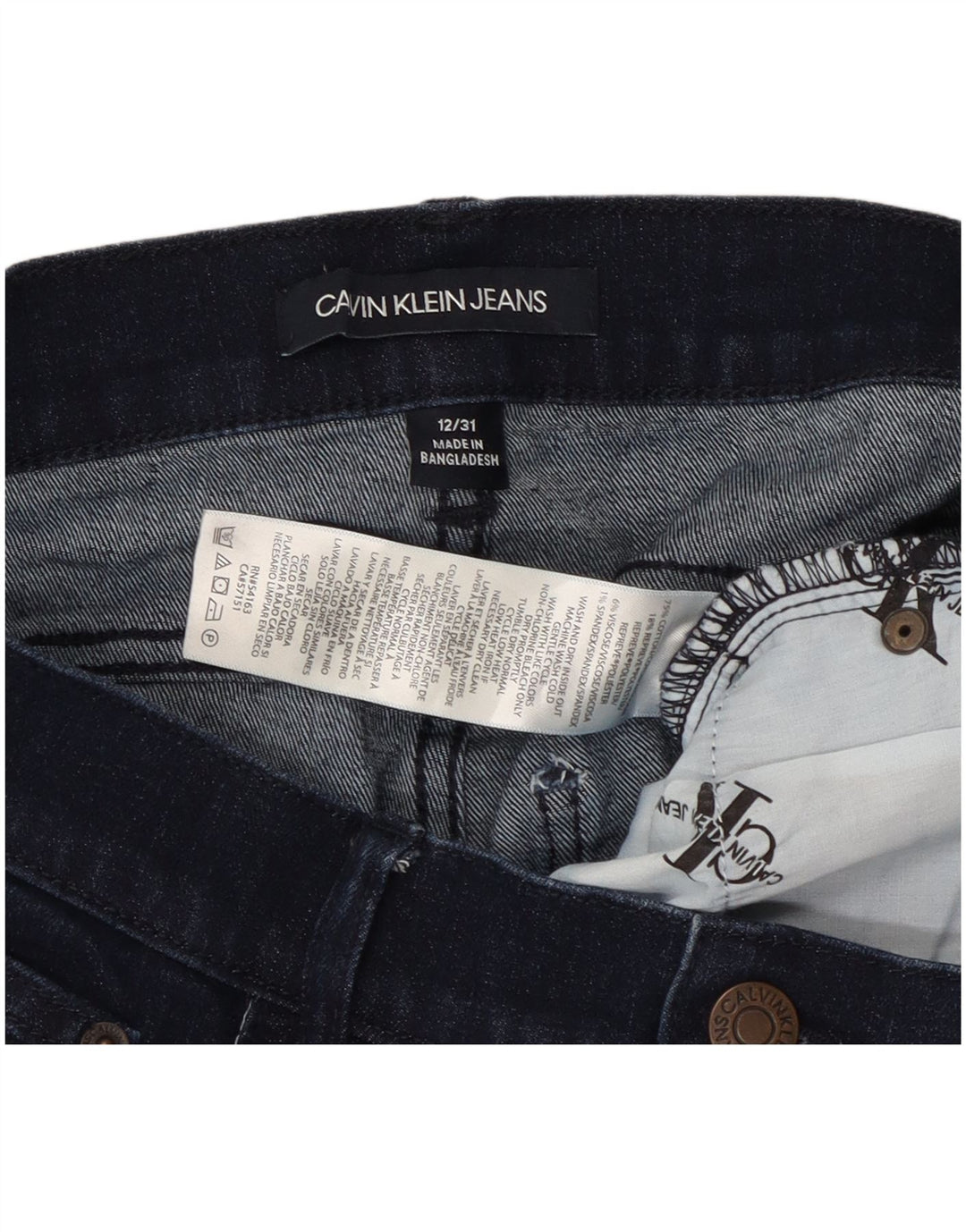 CALVIN KLEIN Jeans ajustados de cintura alta para mujer US 12 Large W31 L26 Azul marino