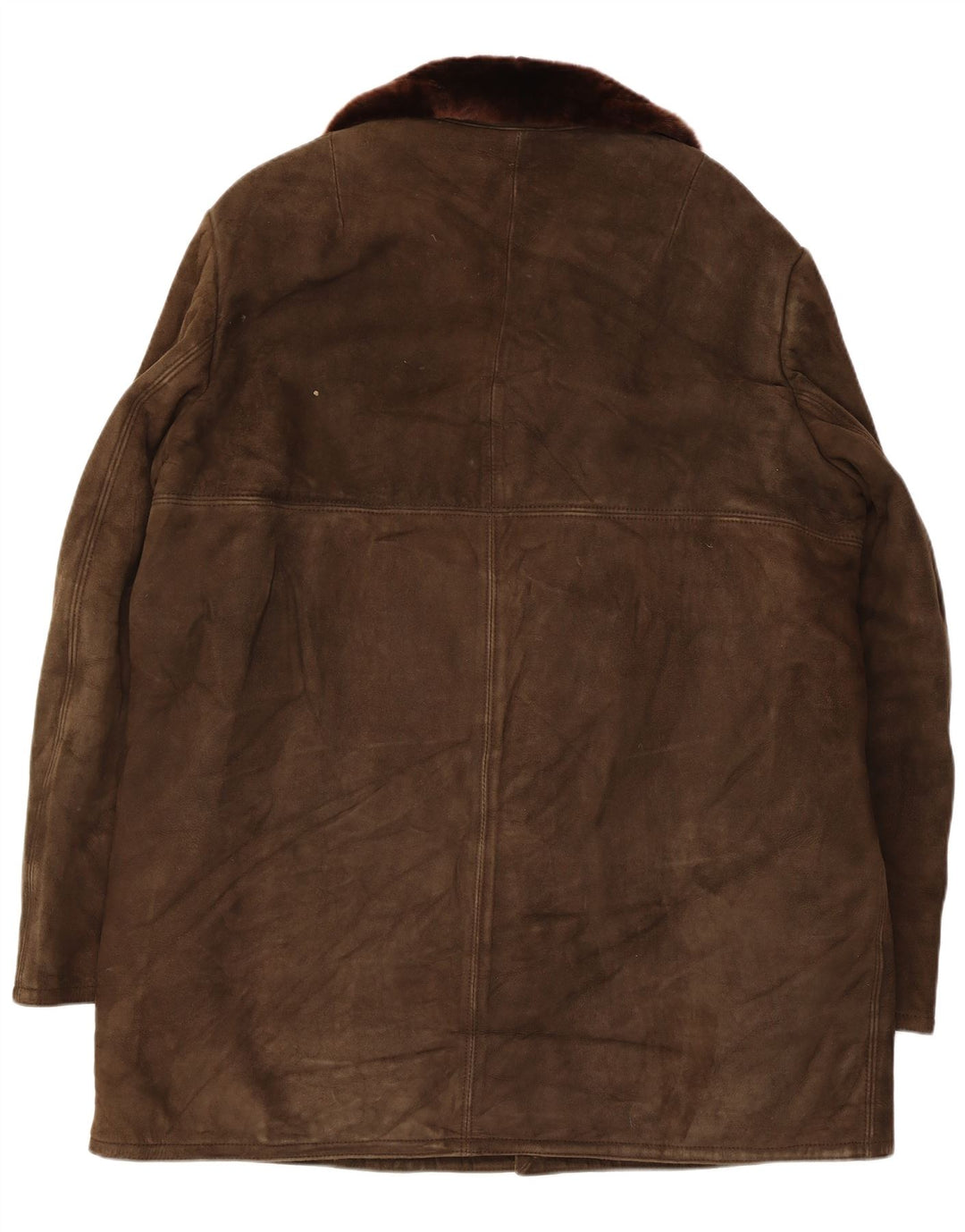 Vintage hombres shearling chaqueta Reino Unido 42 XL cuero marrón