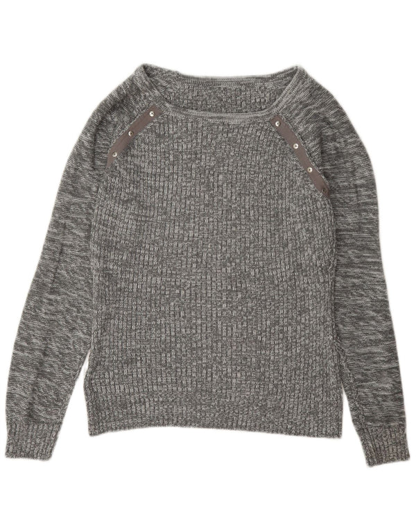 Guess Suéter tipo jersey con cuello barco para mujer Reino Unido 44 Gris medio moteado