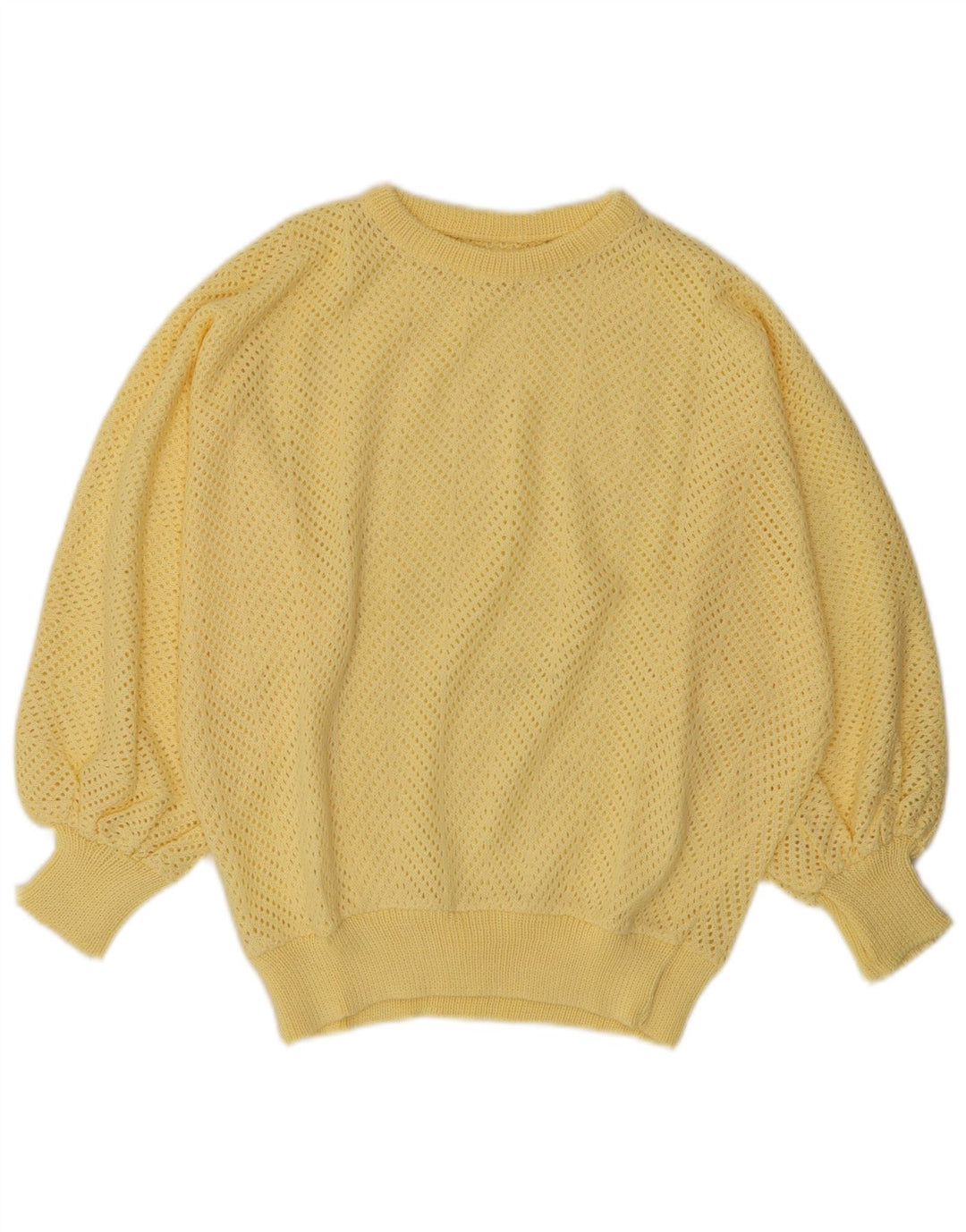 VINTAGE suéter de cuello redondo para mujer Reino Unido 14 amarillo medio