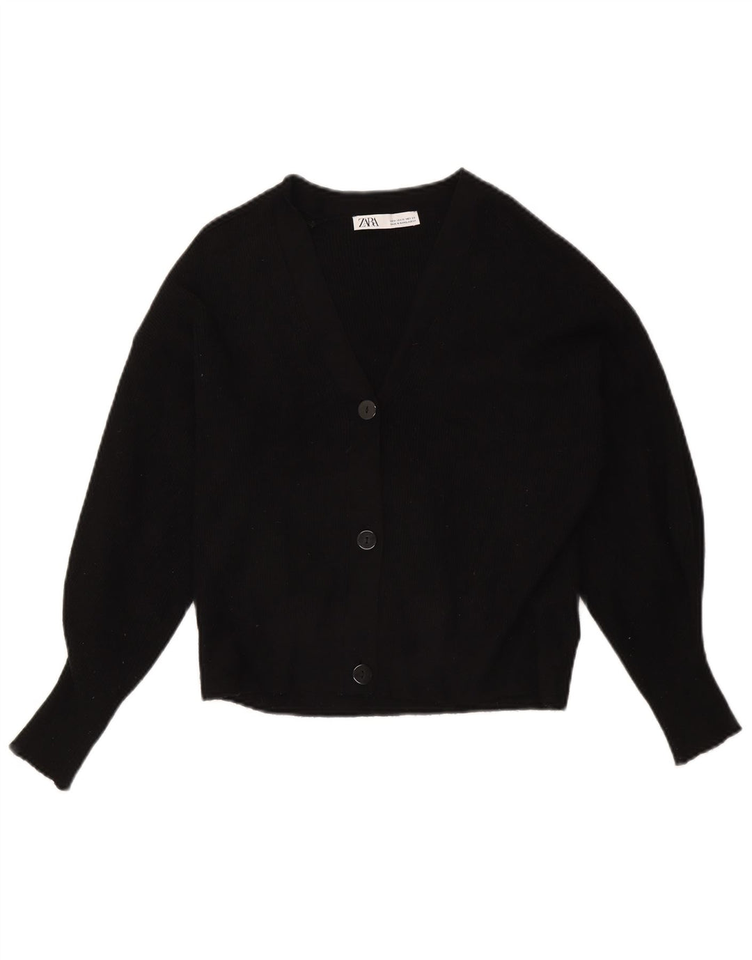 Zara Mujer Crop Cardigan Suéter UK 44 Medio Viscosa Negra