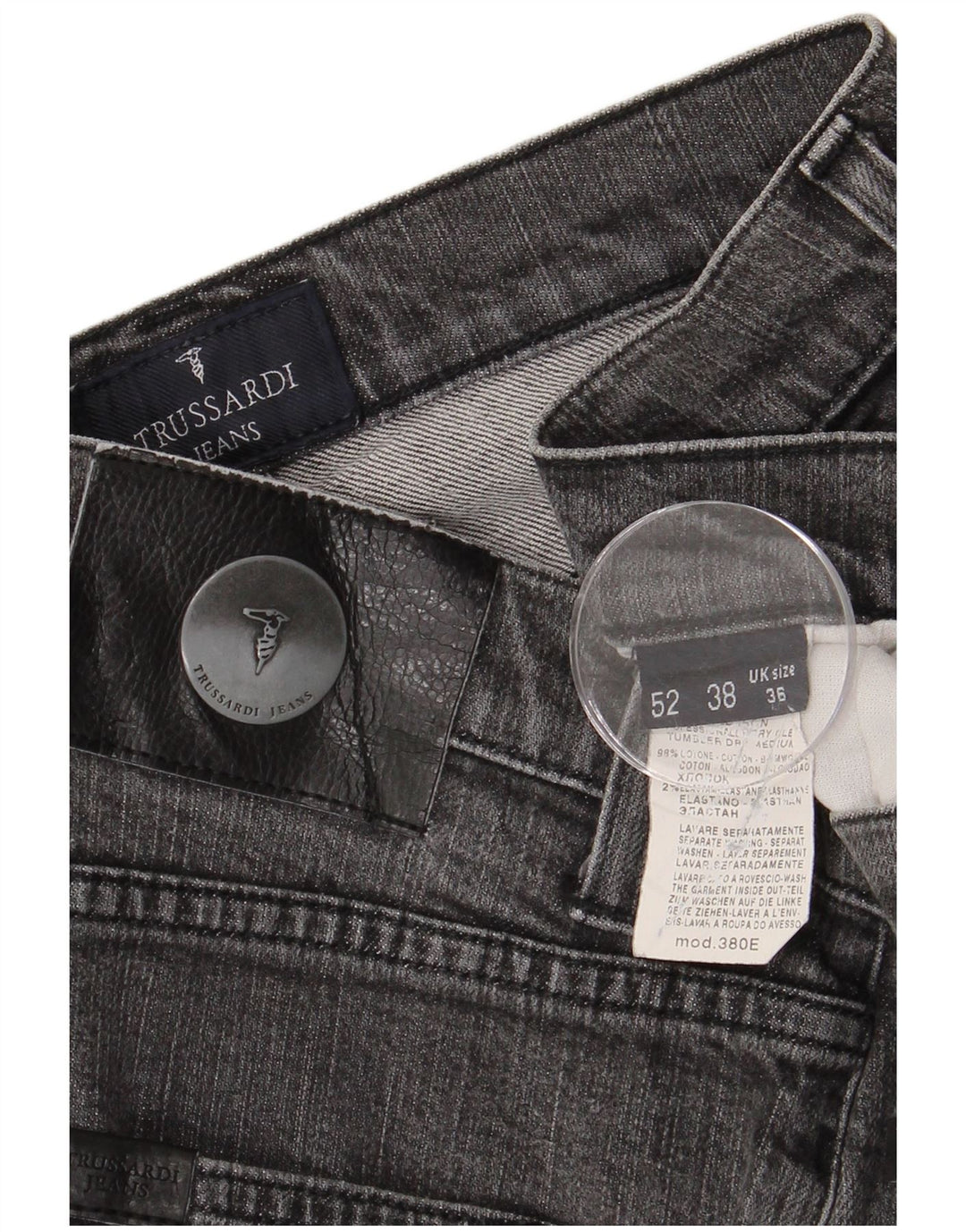 TRUSSARDI Vaqueros rectos para hombre W36 L29 Algodón gris