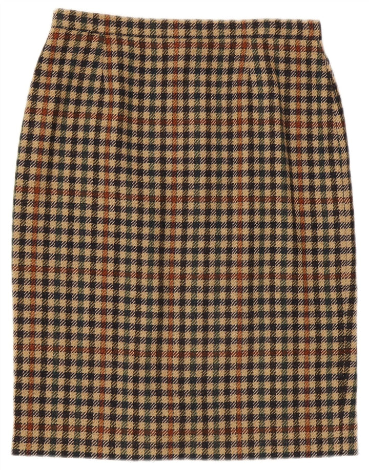 Falda lápiz vintage para mujer W30 pata de gallo marrón medio