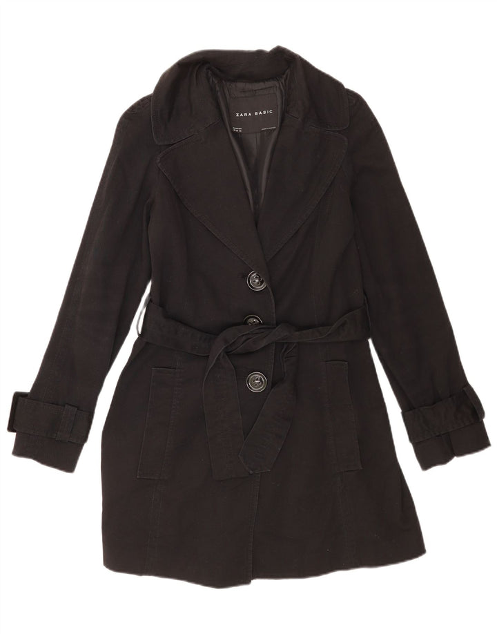 Zara Mujer Abrigo UK 6 XS Algodón Negro