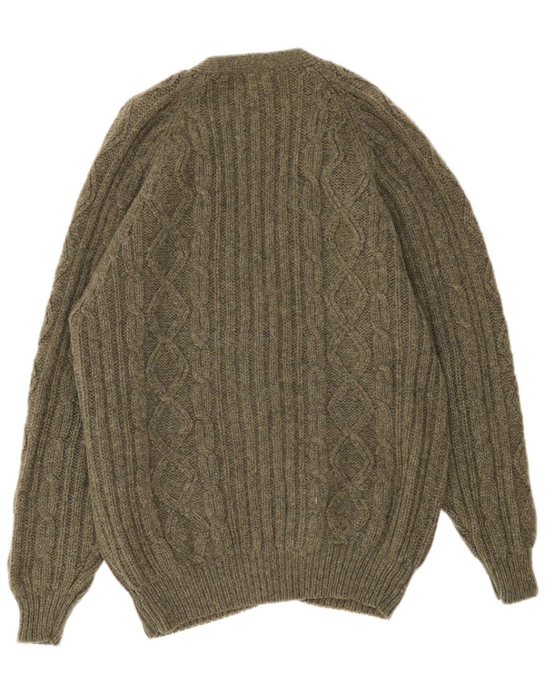 Vintage hombres Cardigan suéter XL verde nueva lana