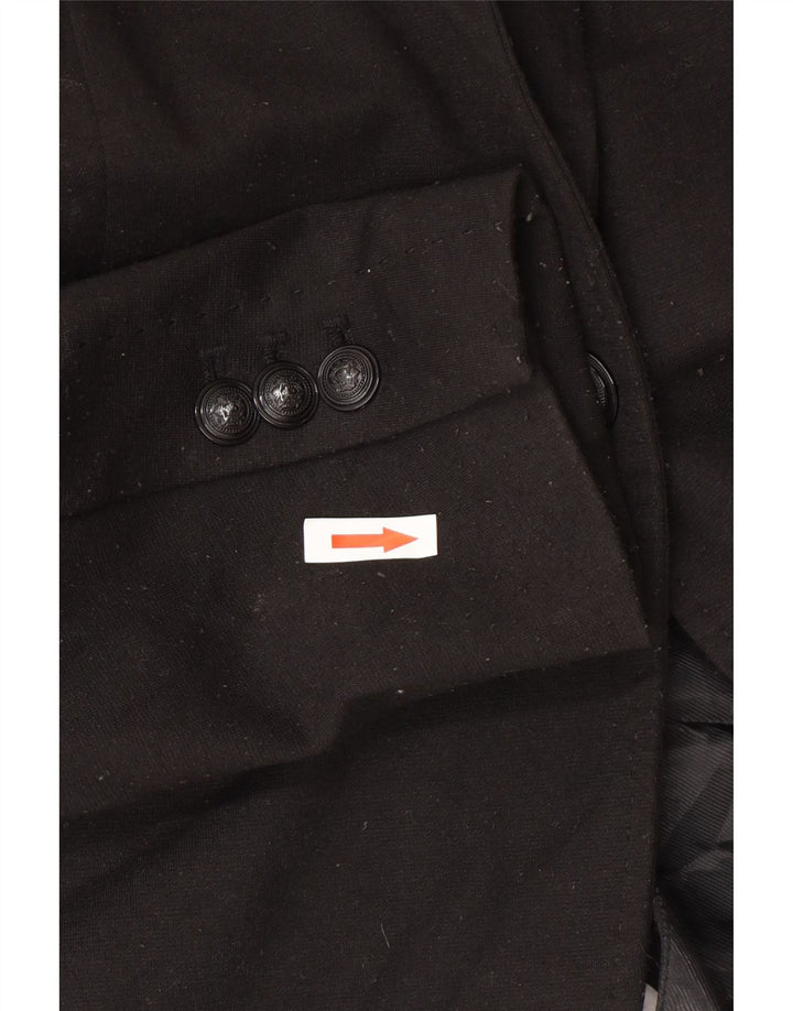 Zara Mujer Chaqueta Blazer De 1 Botón UK 42 Mediano Poliéster Negro