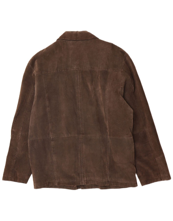 Vintage hombres ante chaqueta Reino Unido 40 cuero marrón grande
