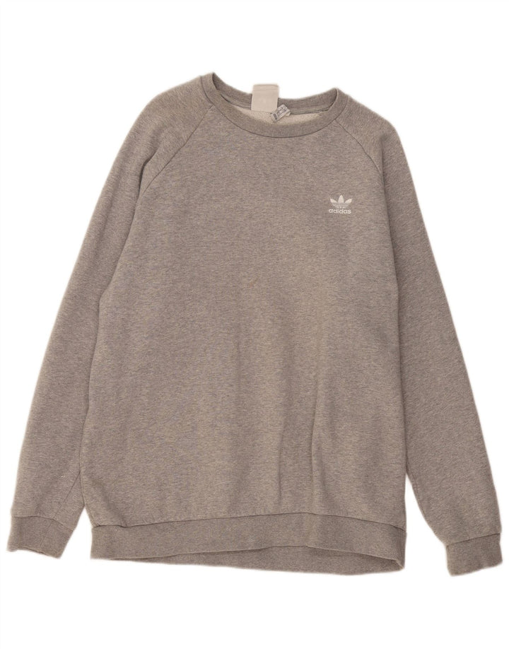 ADIDAS Hombre Sudadera Jumper Grande Gris Moteado Algodón