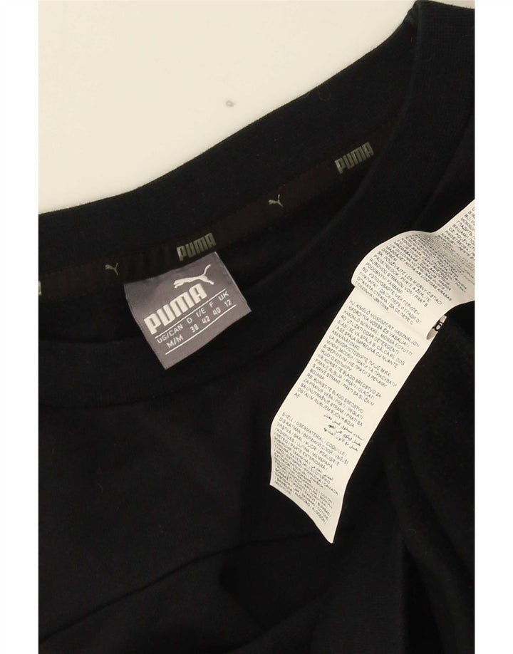Puma Mujer Crop Sudadera Jumper UK 12 Mediano Negro Algodón