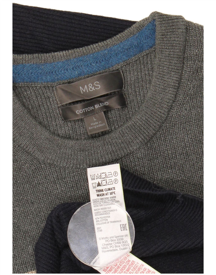 Marks & Spencer - Jersey de cuello redondo para hombre, talla grande, multicolor