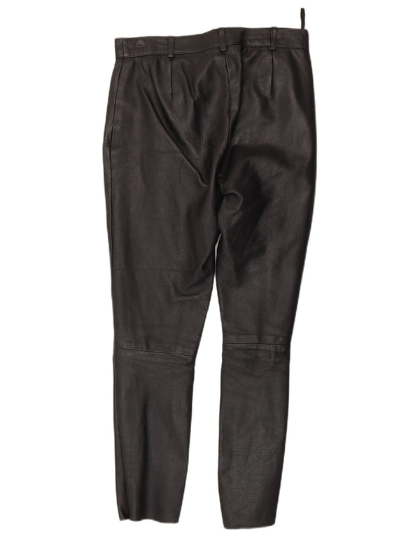 Sasha Womens Slim Leather Trousers UK 12 Medium W30 L26 Black