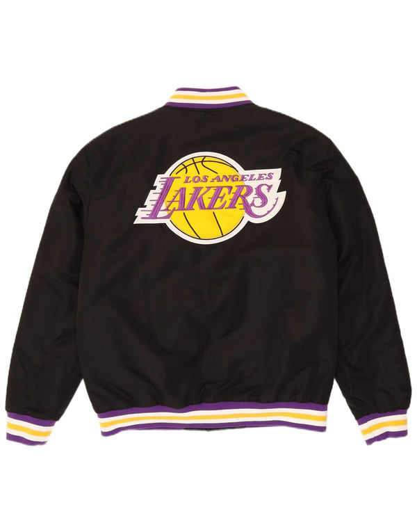 NBA Hombres Los Angeles Lakers Varsity Chaqueta UK 40 Grande Negro Rayas