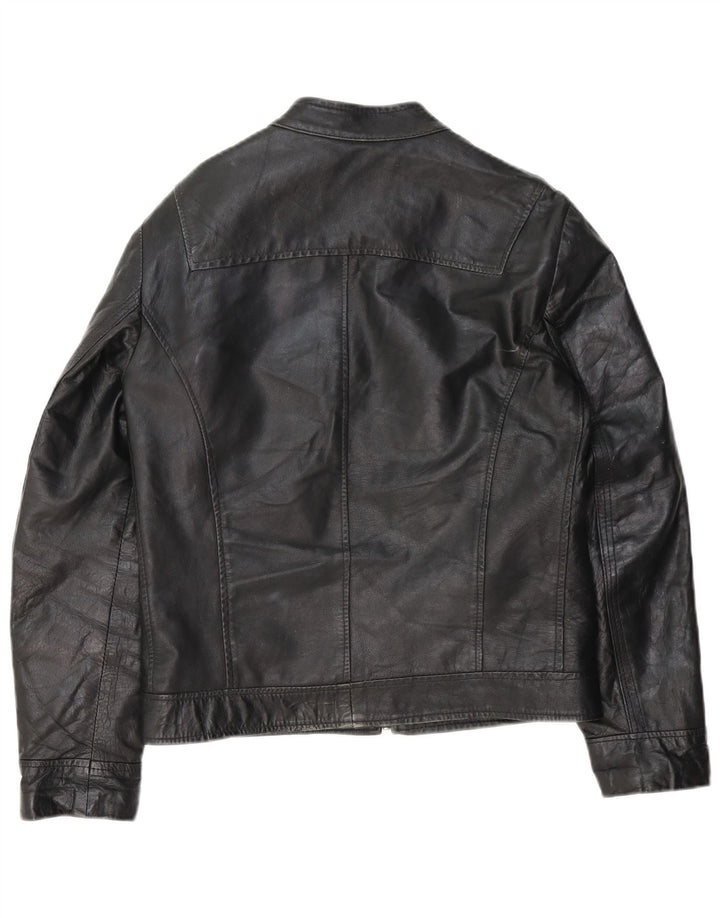 Vintage chaqueta de cuero para hombre Reino Unido 38 cuero negro medio