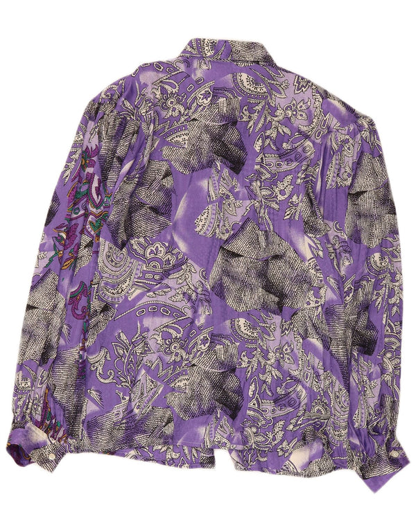 Blusa vintage para mujer IT 44 Acetato de Paisley morado medio