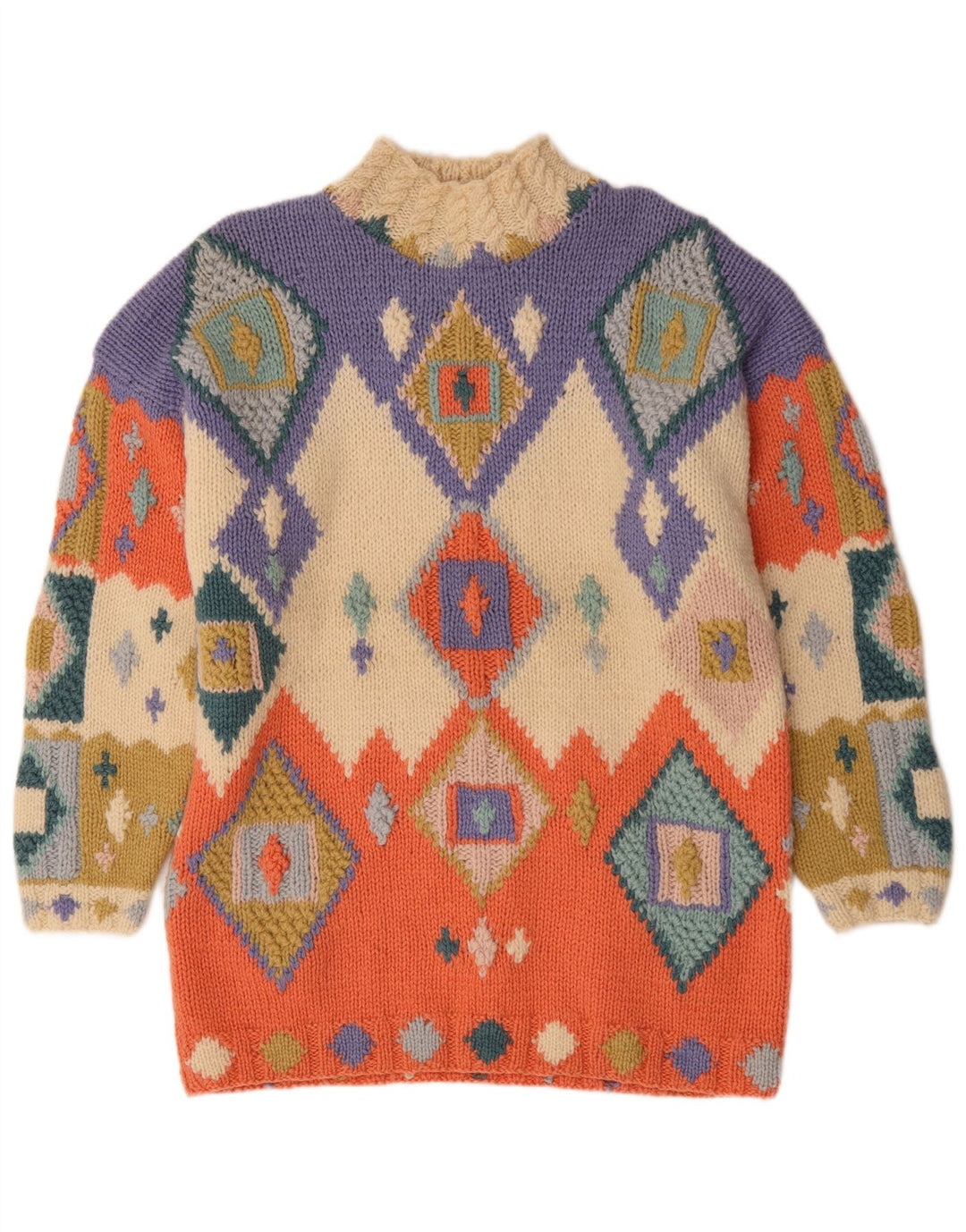 Paco Jersey Largo con Cuello Alto para Mujer UK 10 Small Multicolor N