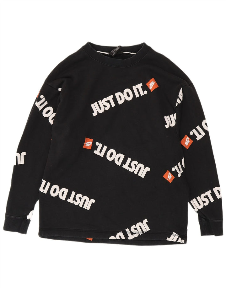 NIKE Sudadera con gráfico gráfico para hombre, jersey pequeño de algodón negro