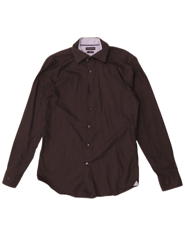 Tommy Hilfiger Camisa ajustada a medida para hombre Talla 40 Mediana Algodón negro