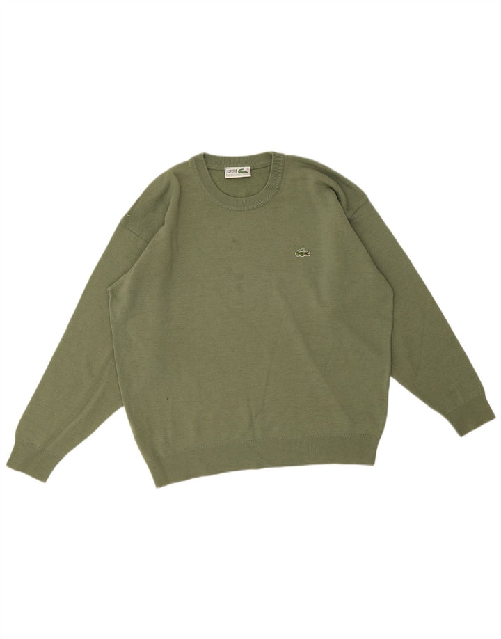 Lacoste Jersey de cuello redondo para hombre talla 6 XL lana verde
