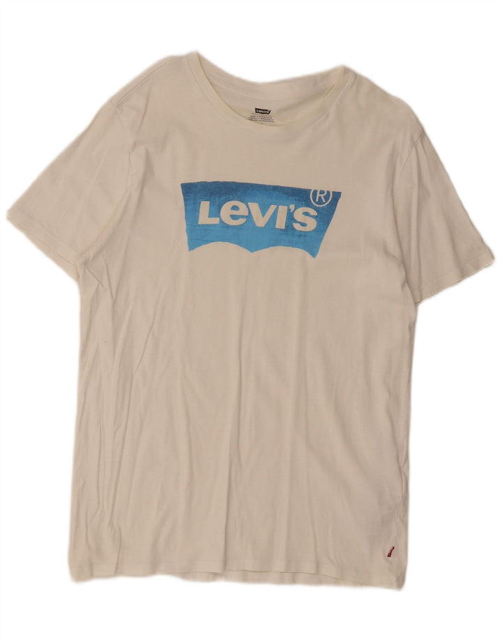 Levi's Camiseta gráfica para hombre Top grande de algodón blanco