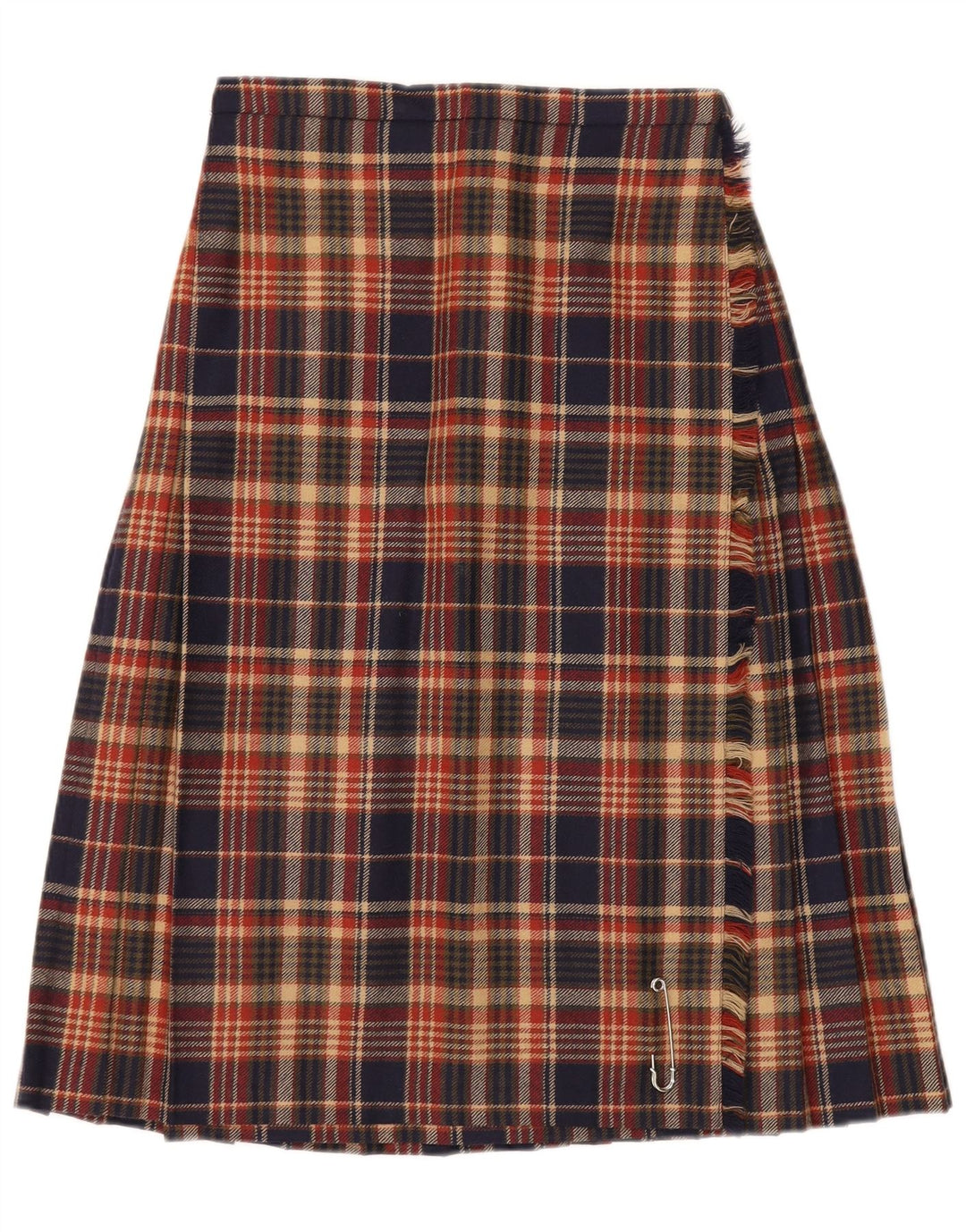 Falda envolvente vintage para mujer Reino Unido 12 Mediana W27 Lana virgen a cuadros multicolor