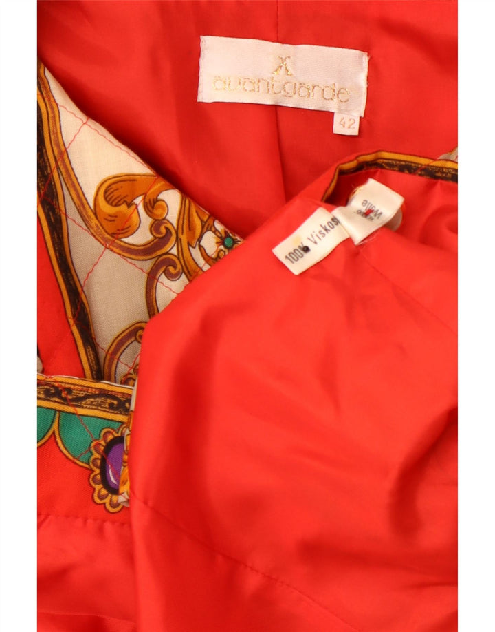 VINTAGE Chaqueta Blazer de 5 Botones Gráficos para Mujer IT 42 Paisley Naranja Medio