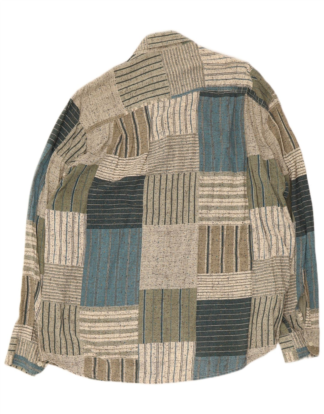 Azzurra Camisa De Hombre Grande Verde Patchwork Algodón