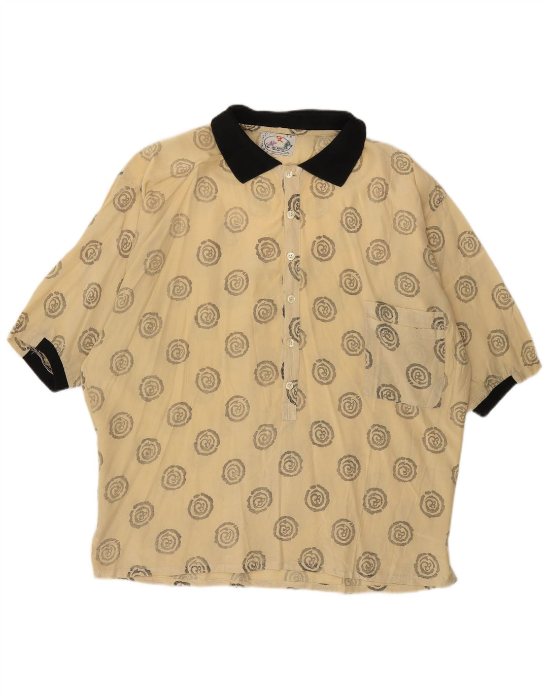 ONE WAY Camisa tipo jersey de manga corta para hombre XL Viscosa geométrica beige