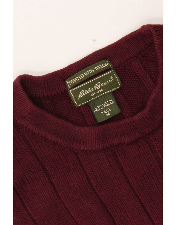 Eddie Bauer Jersey alto con cuello redondo para hombre de algodón burdeos medio