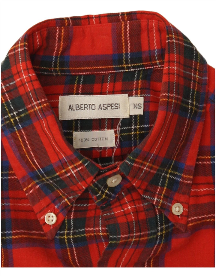 Alberto Aspesi Camisa De Franela Hombre XS Algodón Cuadros Rojos