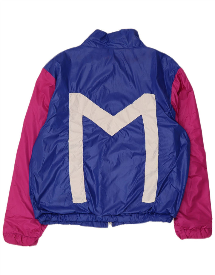 Vintage hombres gráfico chándal top chaqueta XL azul colorblock