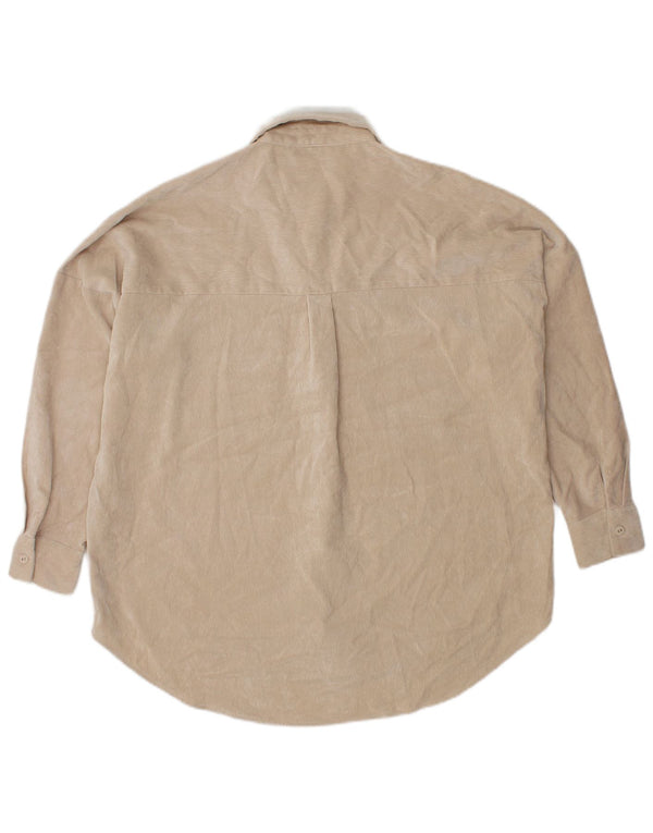 Zara Mujer Camisa De Terciopelo Extragrande UK 6 XS Poliéster Beige
