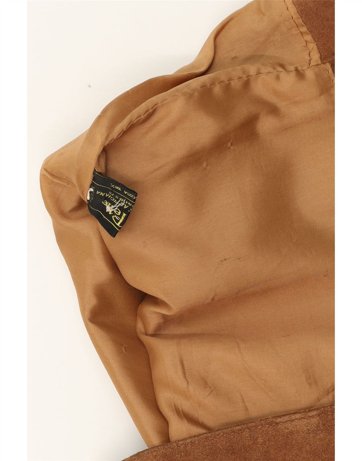 VINTAGE Chaleco de ante para hombre Cuero marrón grande